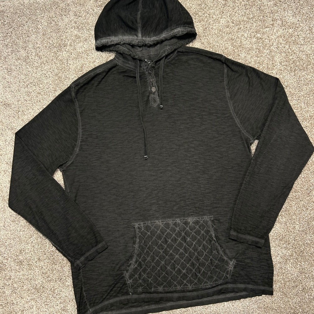 Buckle Black Athletic Fit Hoodie Men Size‎ XL Gray Distressed Button Pullover